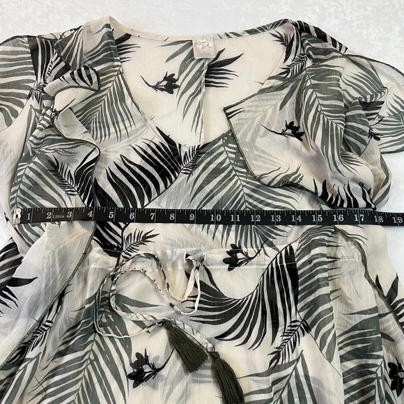 Kona Sol Tropical Print Sheer Kaftan Beach Cover Up - Picture 14 of 16